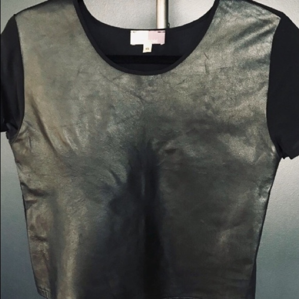 🌹Piper Gore Leather front silk back top!🌹